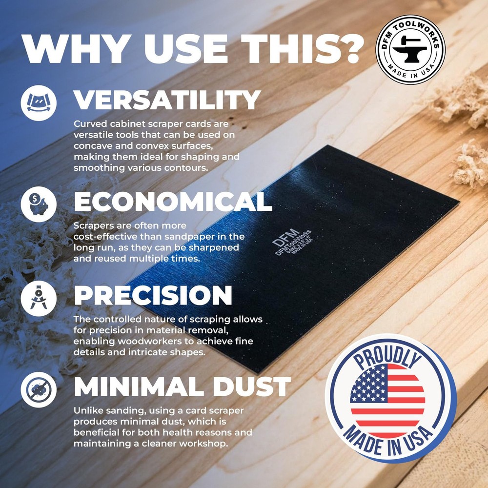 DFM Tool Works Rectangle Card Scraper - Precision Cabinet Multi-use Scraper f...