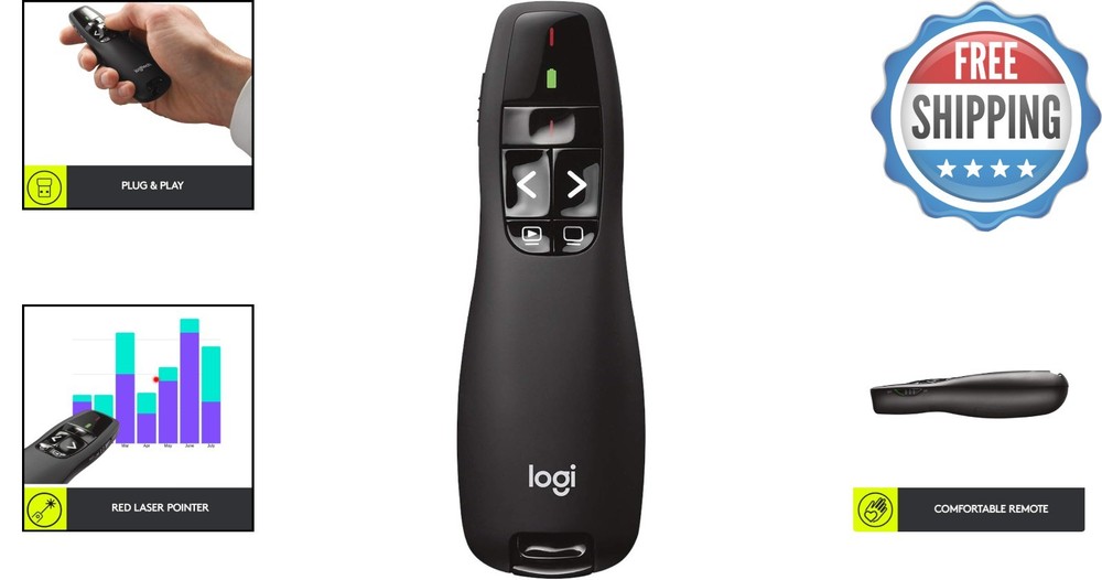Logitech R400 Wireless Presenter with Red Laser Pointer - Effortless Control