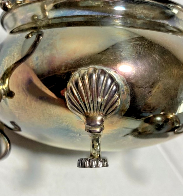 FISHER STERLING SILVER OPEN SUGAR & CREAMER -710 SHELL PATTERN FEET-never used