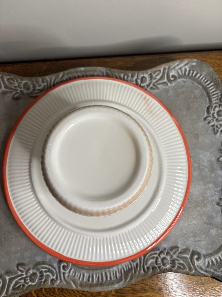 Ceramic Mushroom Cake Plate Table Decor Red/white