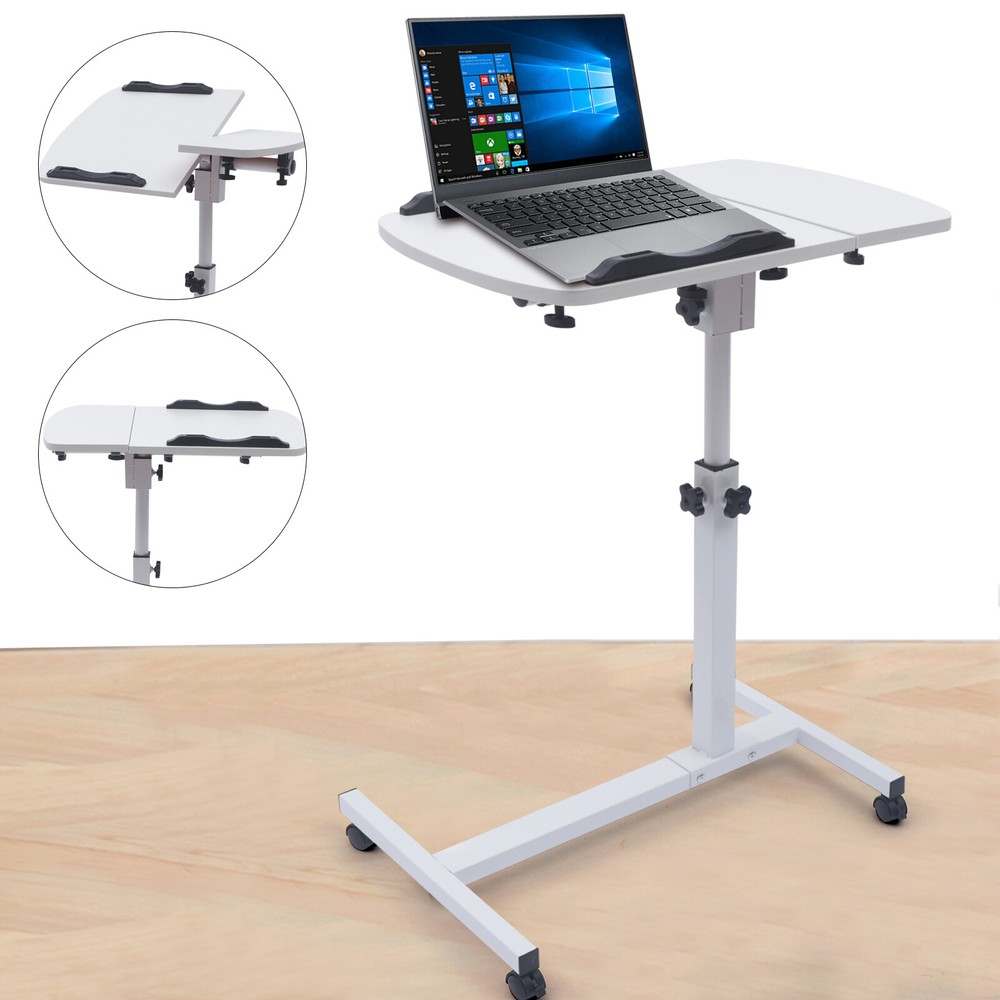 Over Bed Table Mobile Rolling Laptop Stand Computer Bedside Table Adjustable New