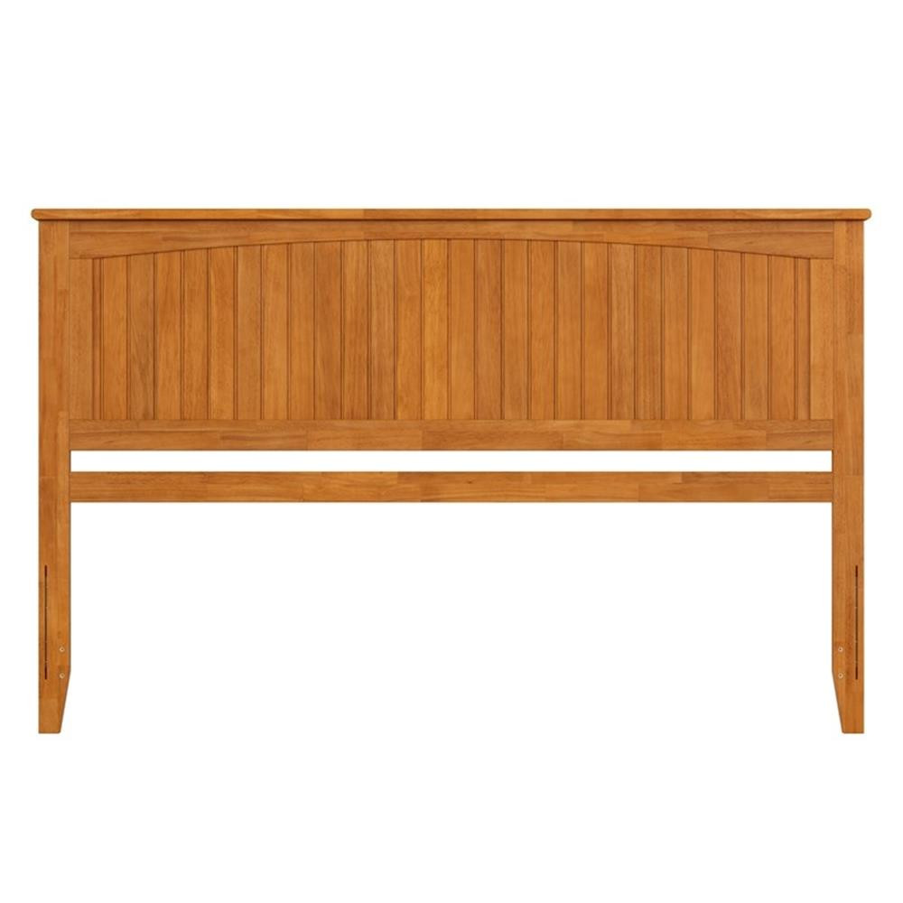 Pemberly Row King Coastal Solid Wood Panel Headboard in Light Toffee