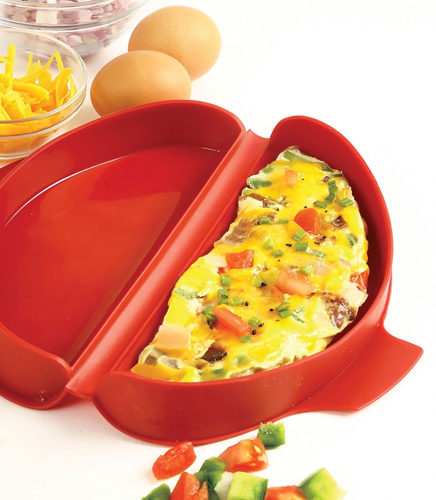 Norpro Silicone Microwave 2 Egg Omelet Maker, Red