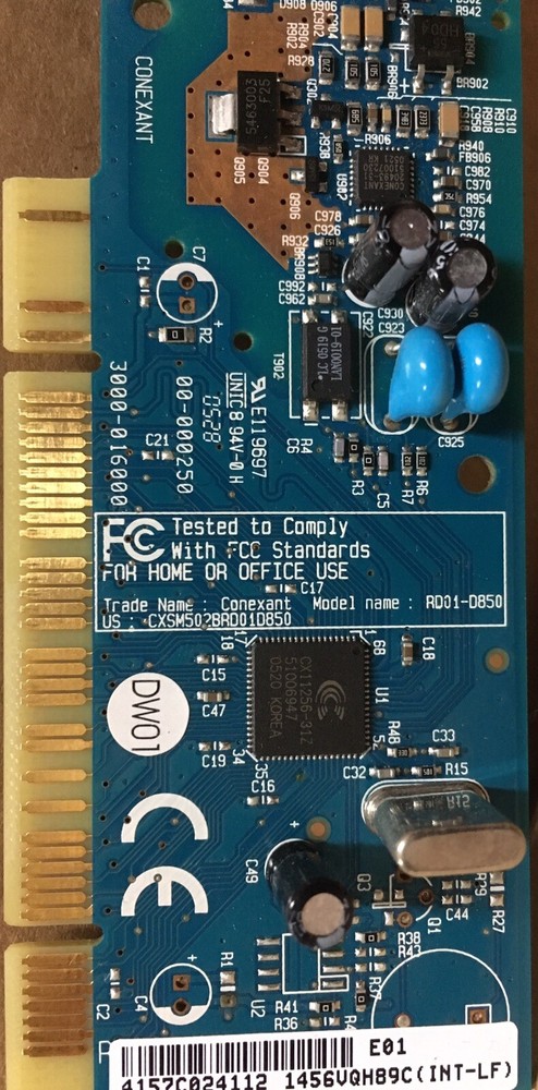 Conexant 56K V.92 data PCI modem RD01-D850