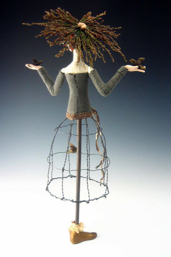 Cloth Art Doll Pattern "The Gatherer" by Cindee Moyer