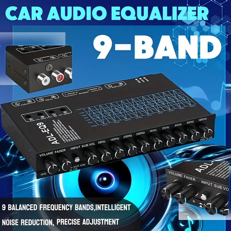 9-Band Parametric Equalizer – 8V Max Output for Amplifiers, RMS Adjustable EQ9