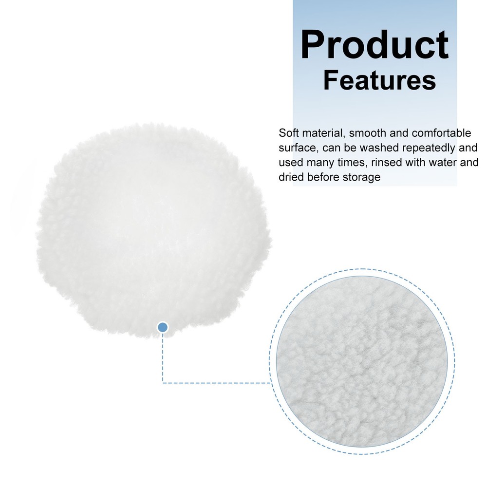 5"-6" Car Polisher Bonnet Buffing Pad Lamb's Wool, White