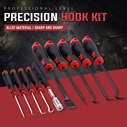 Swpeet 9Pcs Long Hook Set with Magnetic Telescoping Tool Kit, Precision