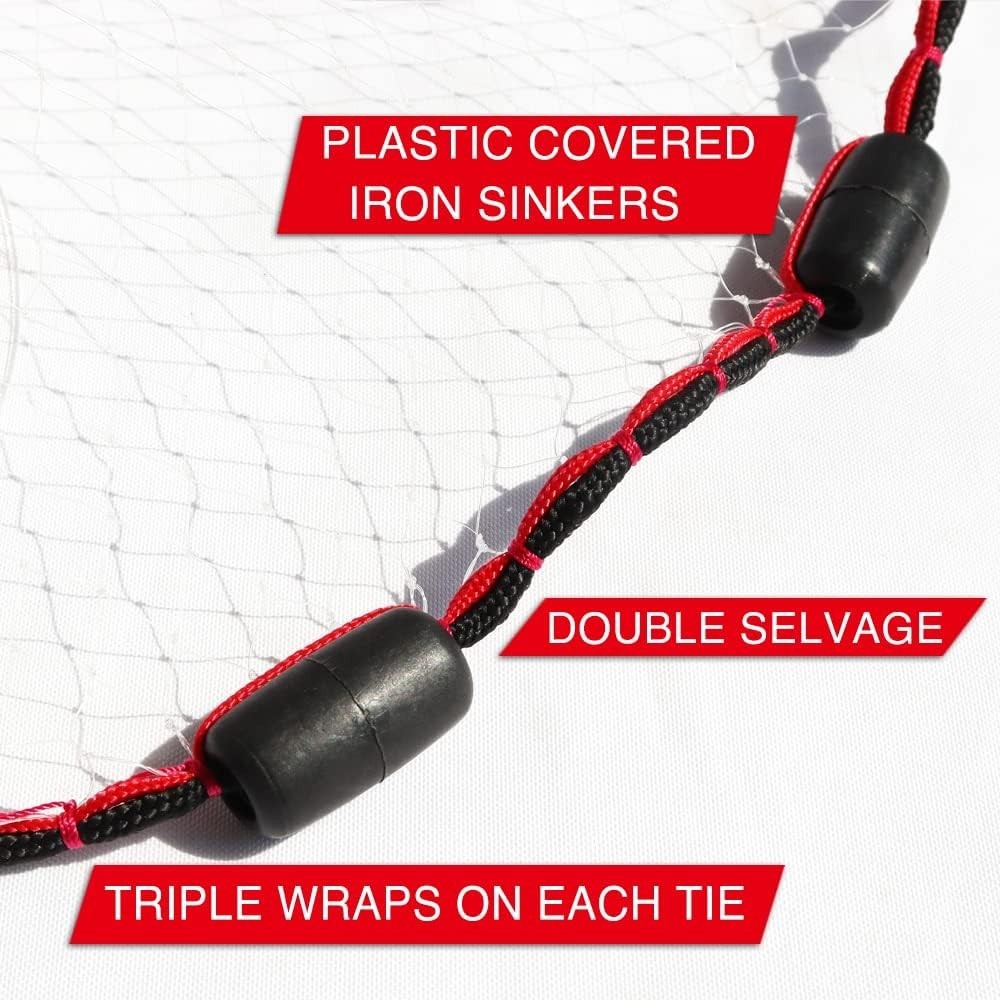 Professional Grade Cast Net 3ft Radius | 1/4" Mesh for Optimal Bait Catching