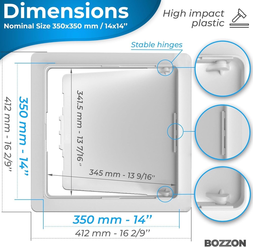 14 x 14 Drywall Access Panel - Durable White Plastic for Easy Repairs