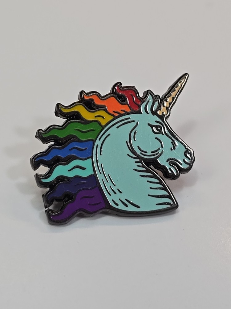 Unicorn With Rainbow Mane Lapel Pin