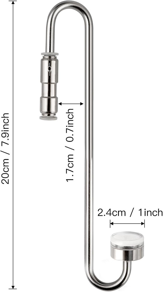 Aquarium Stainless Steel CO2 Diffuser Atomizer with Integrated Check Valve for R