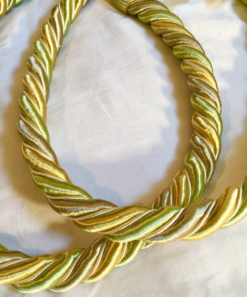 2 Curtain Large Rope Tie Backs 37” 2 Tone Golds￼