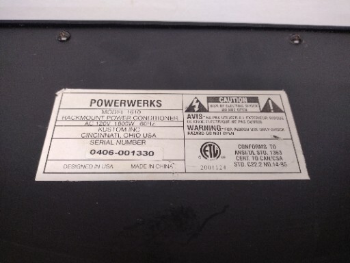 Powerwerks server rack Model 1610 Power Pro Conditioner/protector with cord