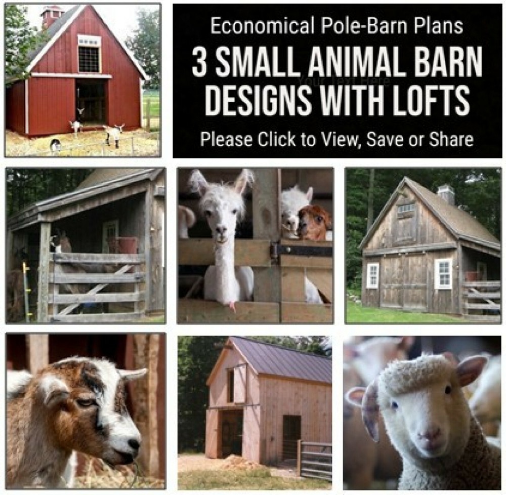 3 Small Animal Barn Designs- Complete Pole-Barn Construction Plans (B2)