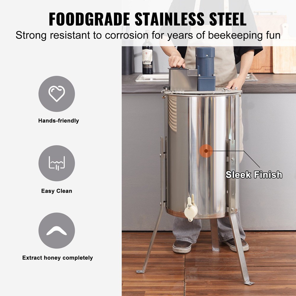 Beekeeping Extractor 2-4 Frame Electric w/Clear Lid & Height Adjustable Base
