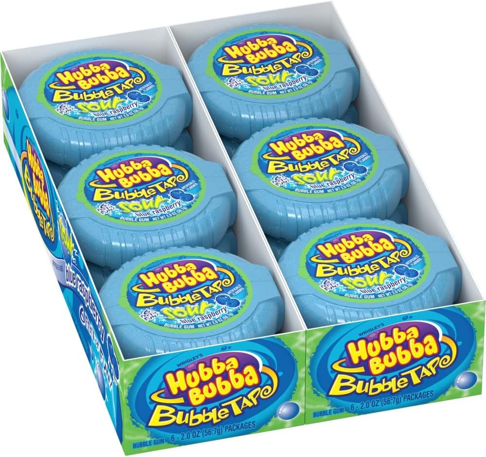 HUBBA BUBBA Bubble Gum Tape - Original Blue Raspberry Chewing Gum Bulk