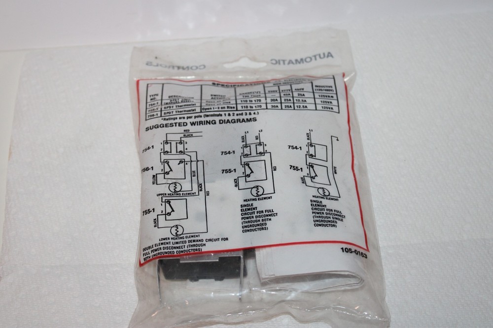 FACTORY SEALED White Rodgers 754-1 Electric Water Heater Limit Switch