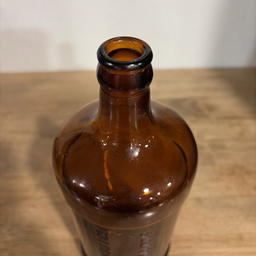 Antique Sanford’s Inks & Library Paste One Quart Bottle Embossed Amber 9.5”x3.5”