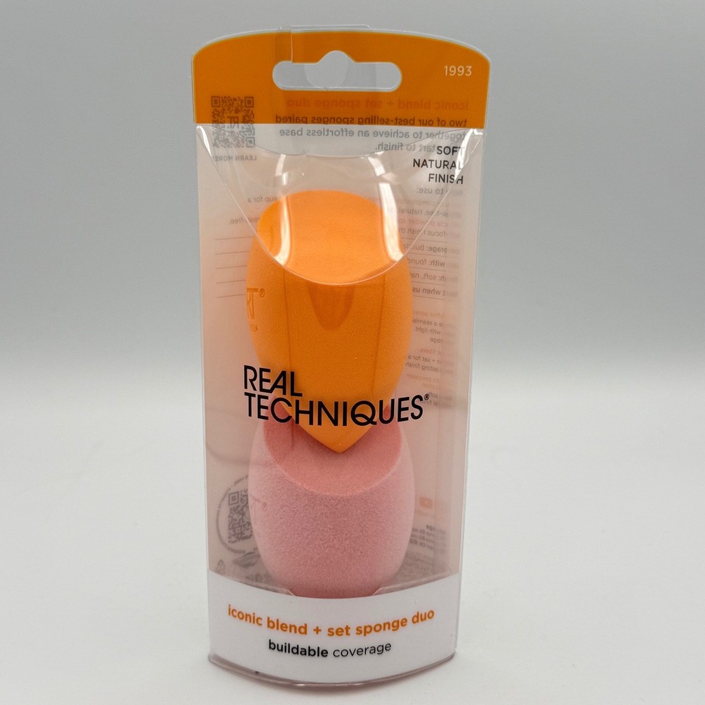 Real Techniques Makeup Sponge Set 5pc Pink Orange Swirl NEW Miracle Complexion