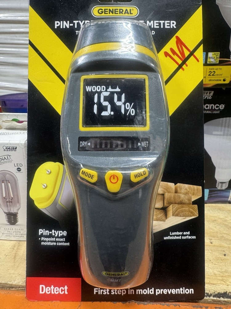 General Tools MM7 Pin-Type Moisture Meter with LCD Display Portable