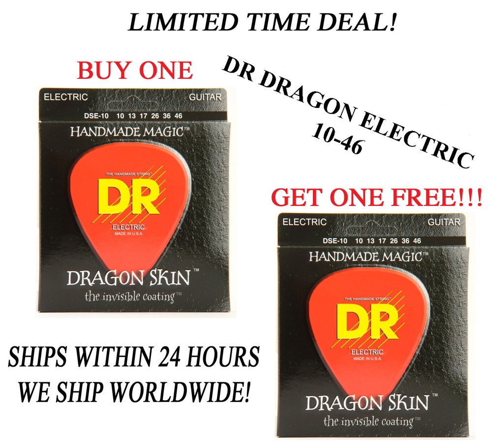 **DR DRAGON SKIN LIGHT ELECTRIC GUITAR STRINGS (10-46) -- COATED STRINGS**