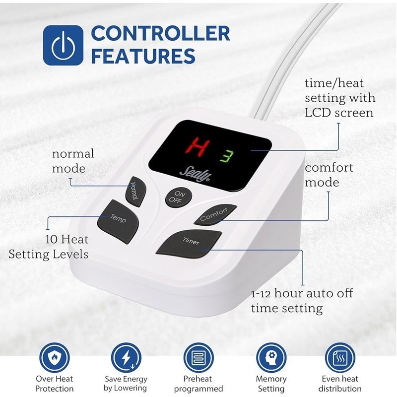 Heated Mattress Pad Ultra Comfort Adjustable Programmable Machine Washable Safe