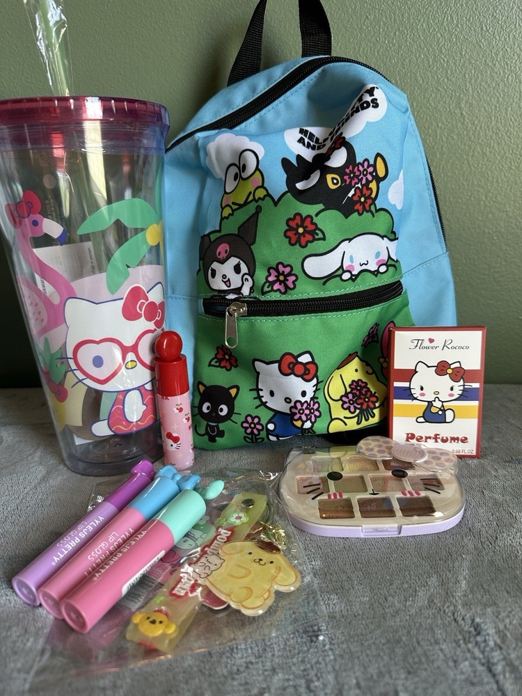 Hello Kitty Bundle!! Backpack, Makeup, Keychain, Tumbler