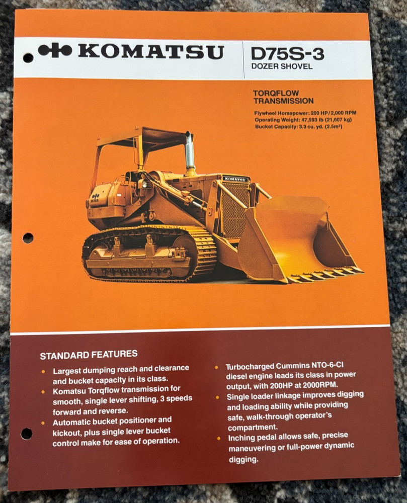Komatsu D75S Dozer Crawler Loader Brochure AMIL25
