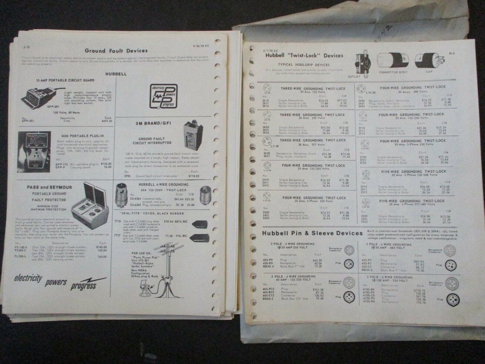 '79 Glasco Electric Co. revision catalog pages