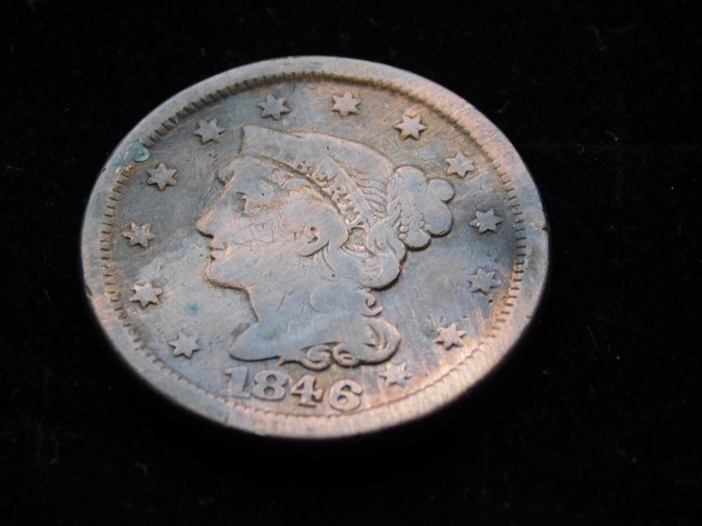 1846 US LARGE CENT COIN CLEANED