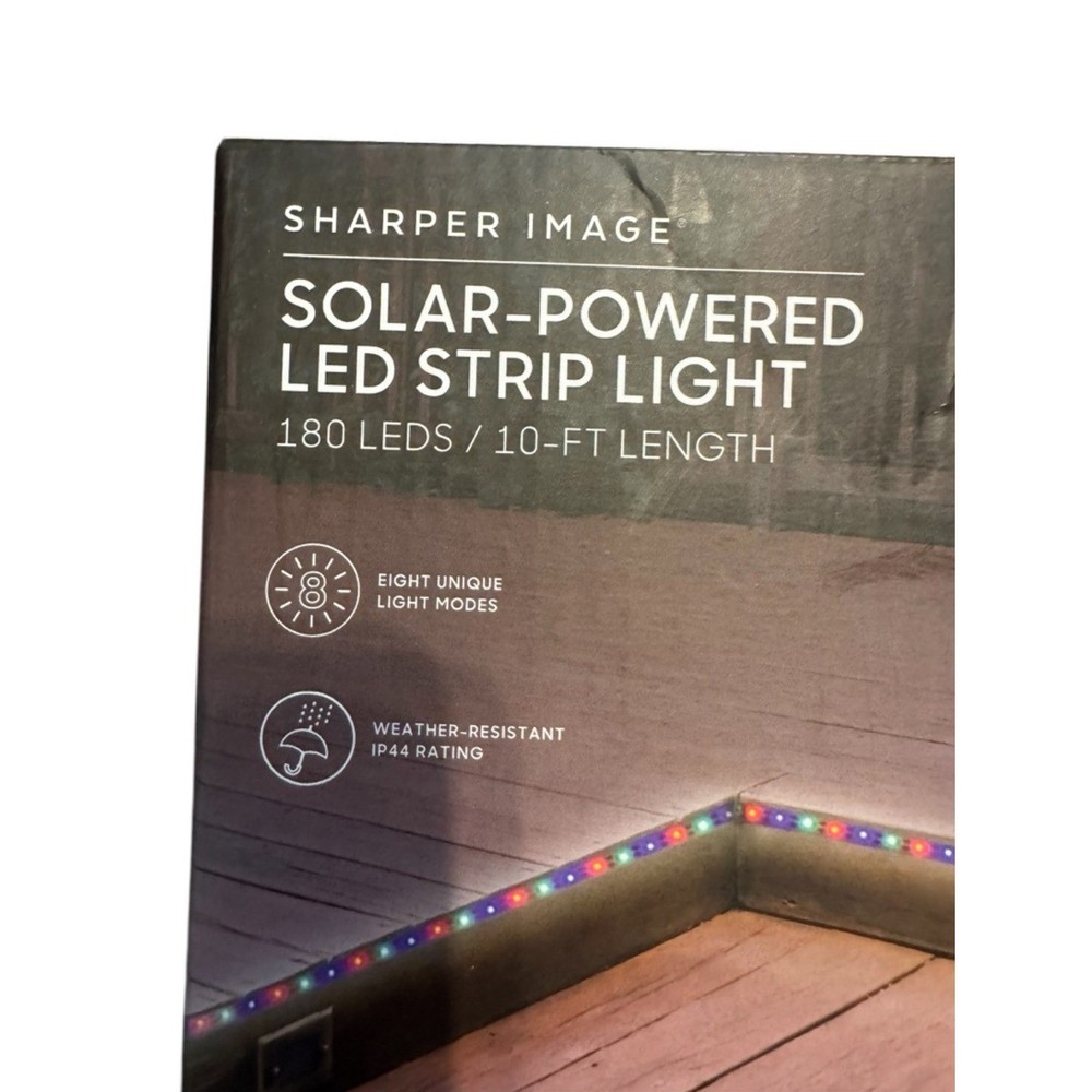 Sharper Image 10Ft Solar Powered LED Strip Light NEW