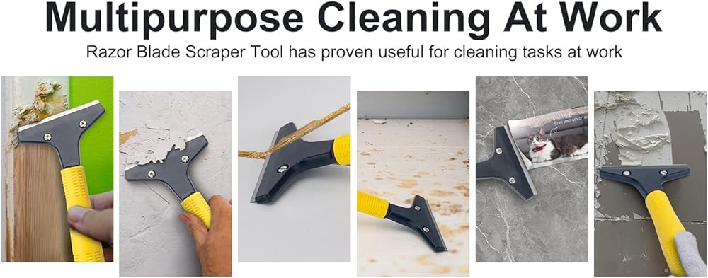 Scraper Tool, Wide Heavy Duty Floor Scraper. Long Handle,