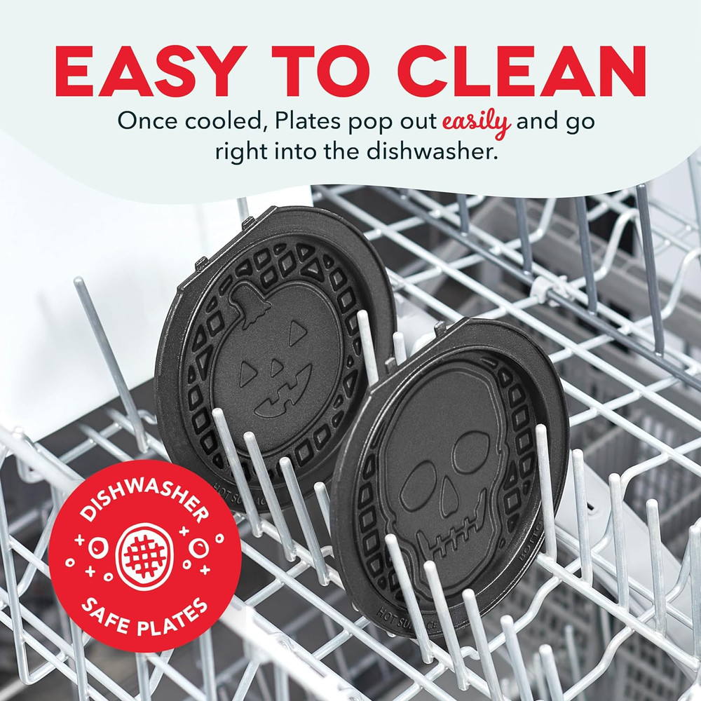 Multimaker Mini System Two 4” Nonstick Removable Waffle Plates (Skull & Jack-O-L