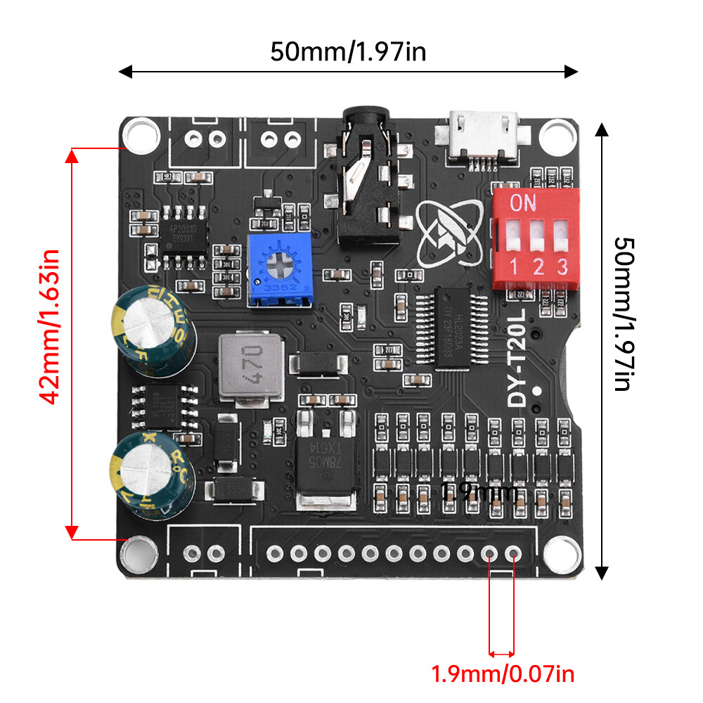 20W 9 Way MP3 Player Voice Playback Module DC6-35V D-class Custom Audio Board