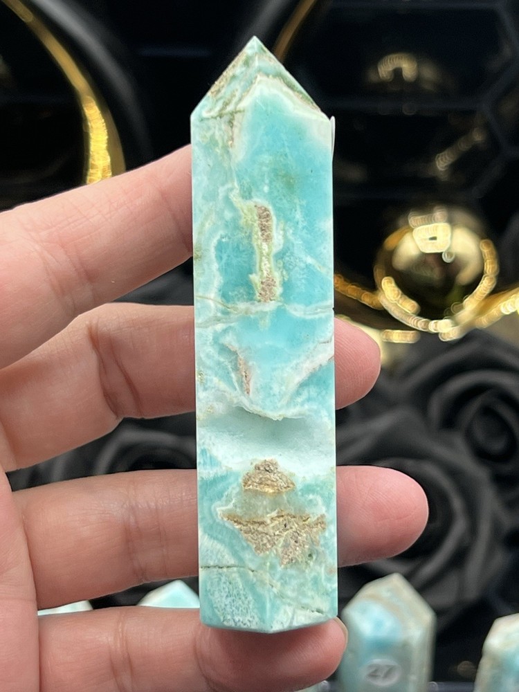 Natural Blue Aragonite 6-sided points Free ship & Gift