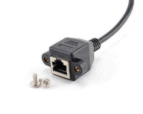 1ft Cat5e RJ45 M/F Shielded Ethernet Network Screw Panel Mount Extension Cable