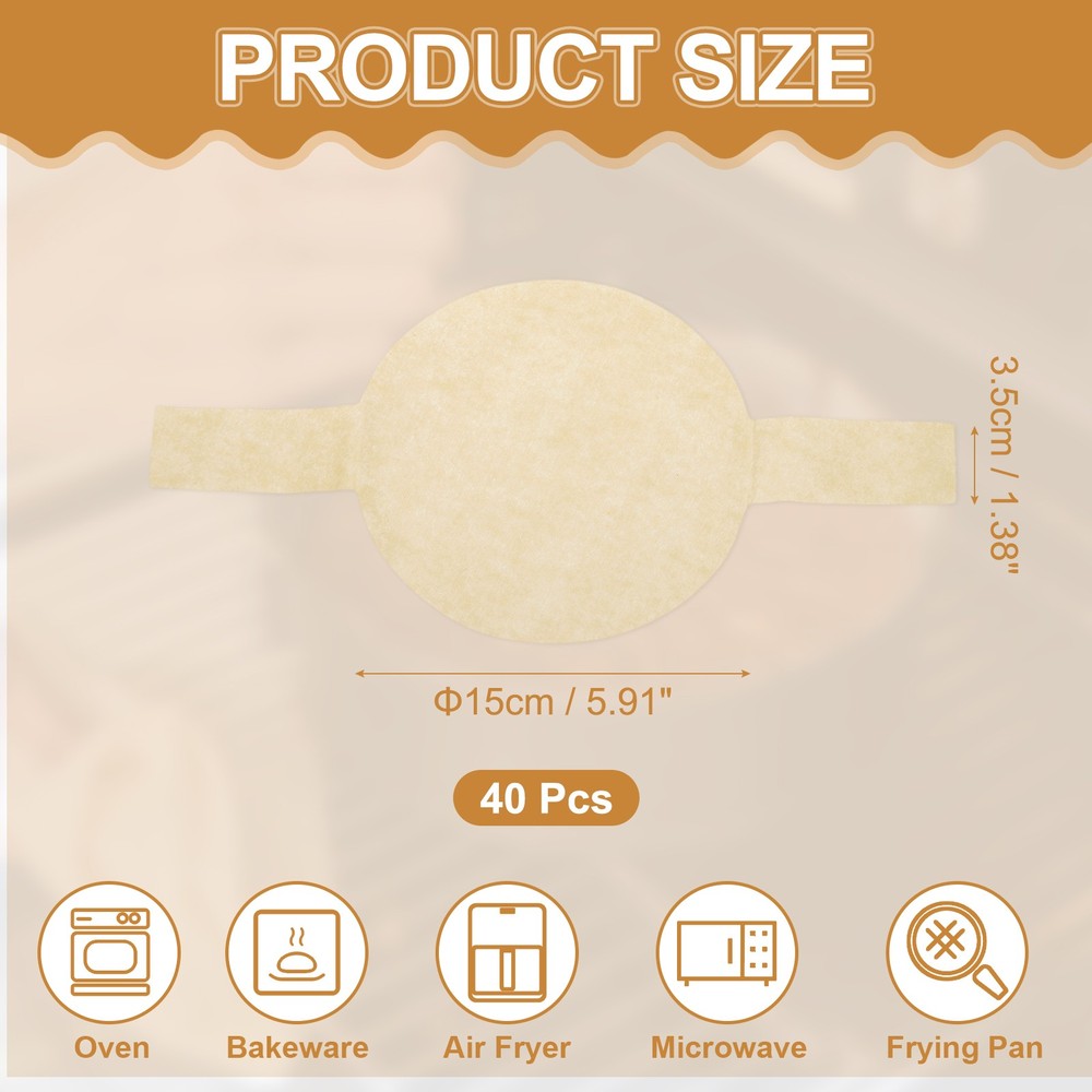 40 Sheets Parchment Paper Rounds, 6" Circle Baking Sheets, Brown