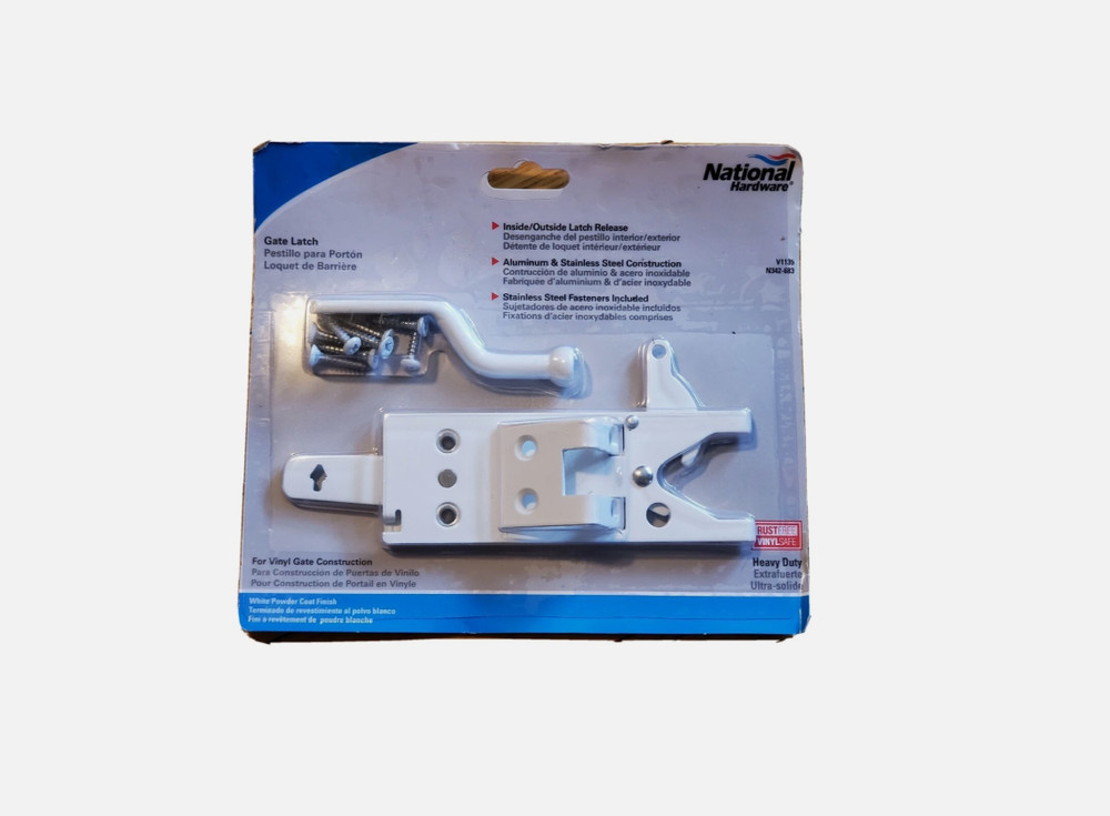 Vinyl Gate Automatic Latch White Aluminum N342-683