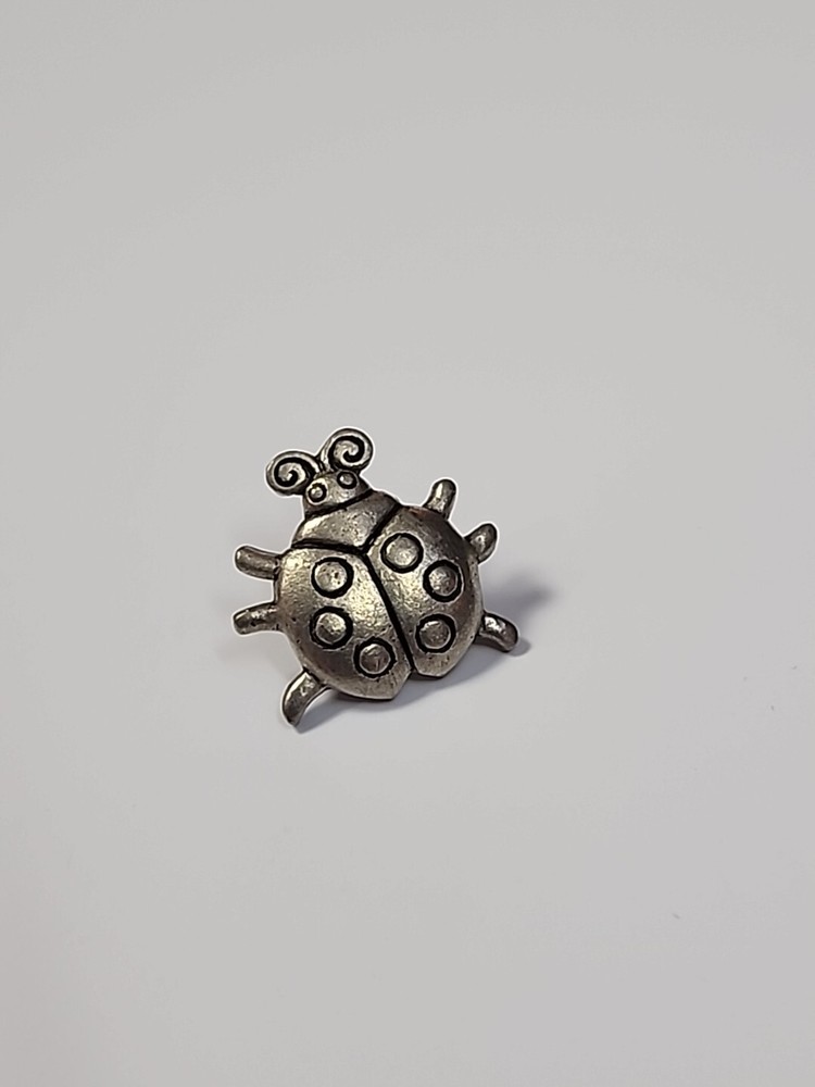 Ladybug Beetle Lapel Pin Silver Color Metal