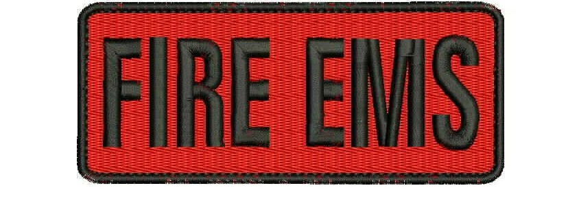 Fire Ems embroidery patch 2x5 hook on back black red