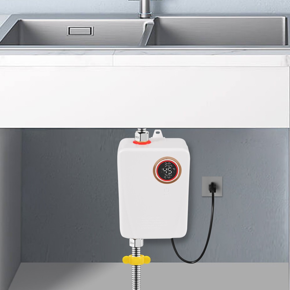 3KW Electric Tankless Water Heater Instant Hot Shower Kitchen Heater LED Display