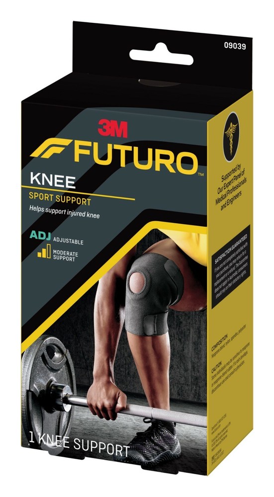 FUTURO Sport Knee Support, ADJUSTABLE, Black, Moderate Support