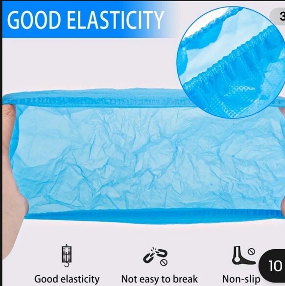 Buself Disposable Plastic Shoe Covers, 100 Pcs