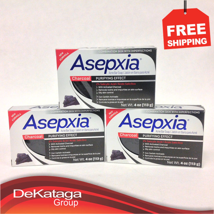 3 ASEPXIA CHARCOAL ACNE BAR SOAP ✅ 4Oz