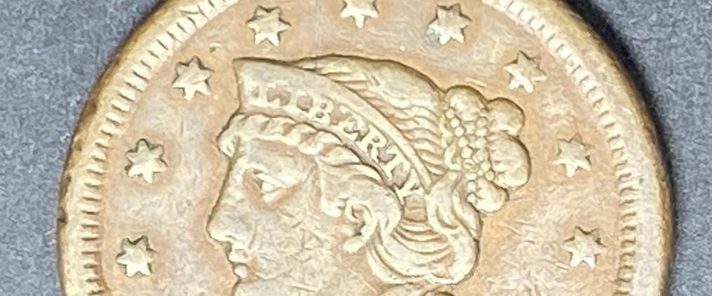 1848 Coronet Type 1c Large Cent - VF