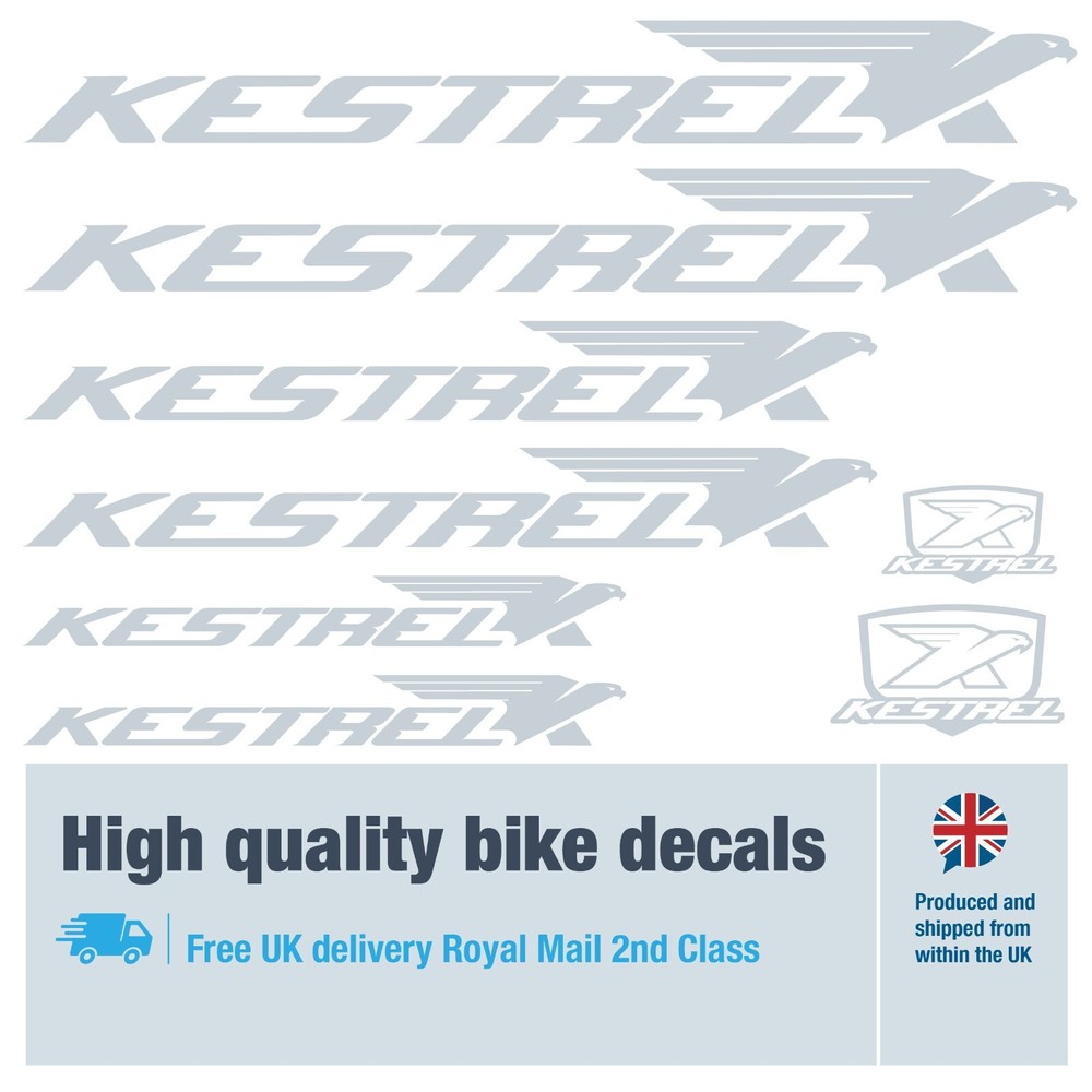 Kestrel solid bike labels / decals , 5+ years external quality (23 pack)