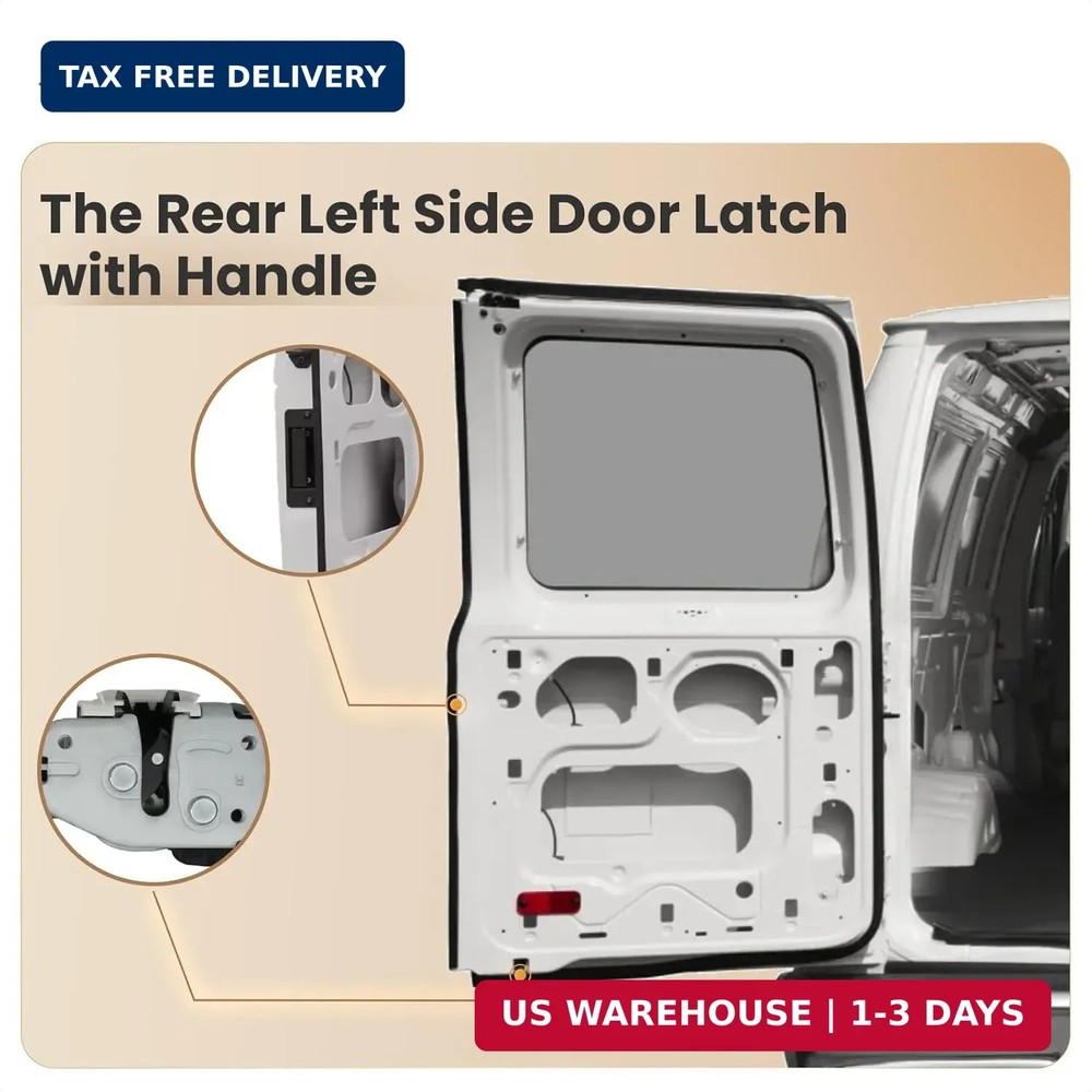 Left Driver Side Rear Cargo Door Latch with Handle for 1992-2019 Ford E150 E250