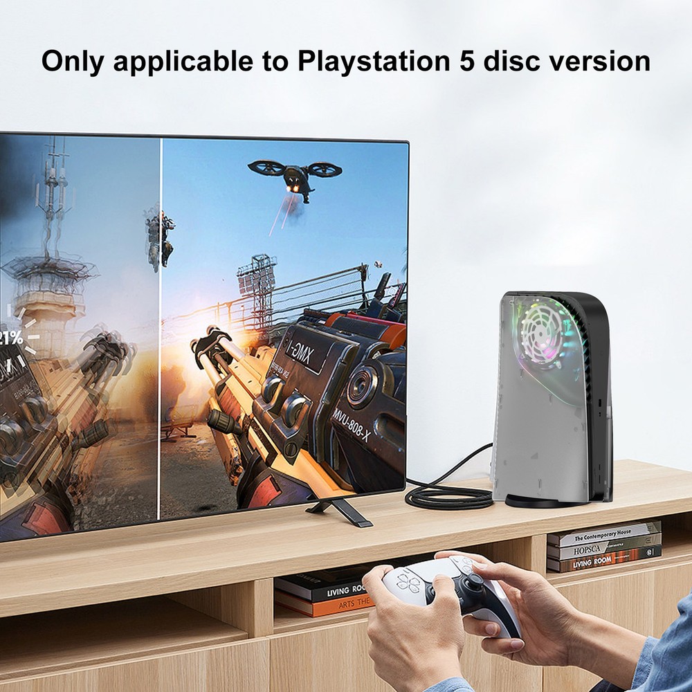 RGB Light Ring & Transparent Replacement Shell for PS5 Disc Edition Console
