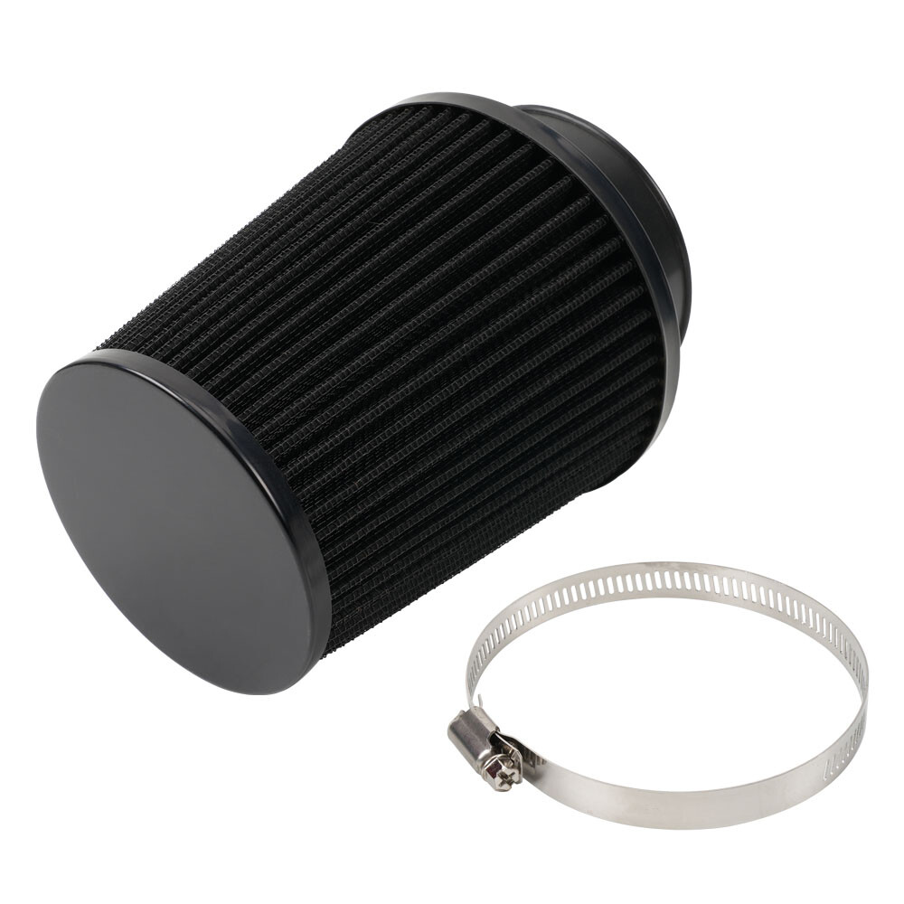3" 76mm High Flow Inlet Dry Air Filter Cold Air Intake Cone Replacement Black